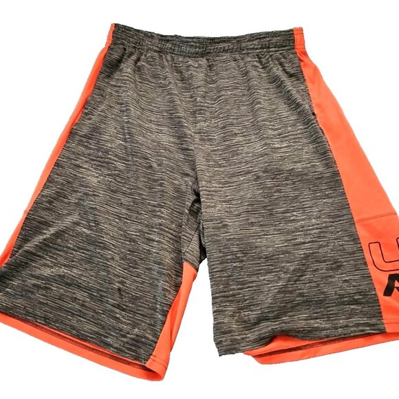 Under Armour Boys Athletic Shorts Heat Gear Gray & Orange Youth Size XL - Picture 1 of 4